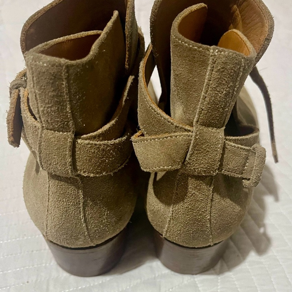 YSL SAINT LAURENT Wyatt Jodphur Suede Mid Heel Boots - Picture 4 of 6